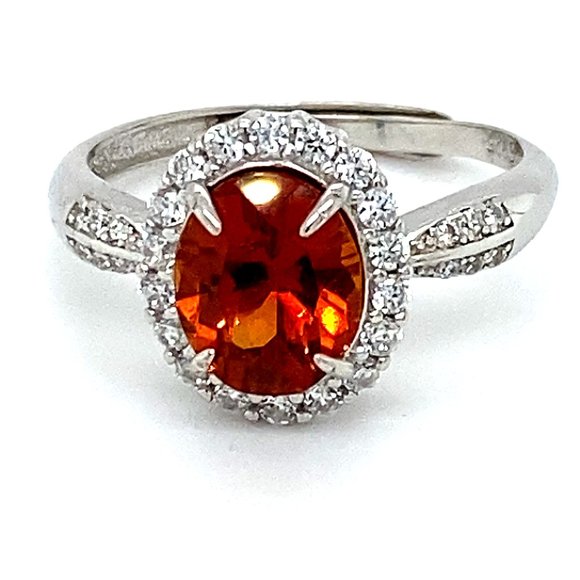 Spessartine 1.95ct White Gold Finish Silver Ring